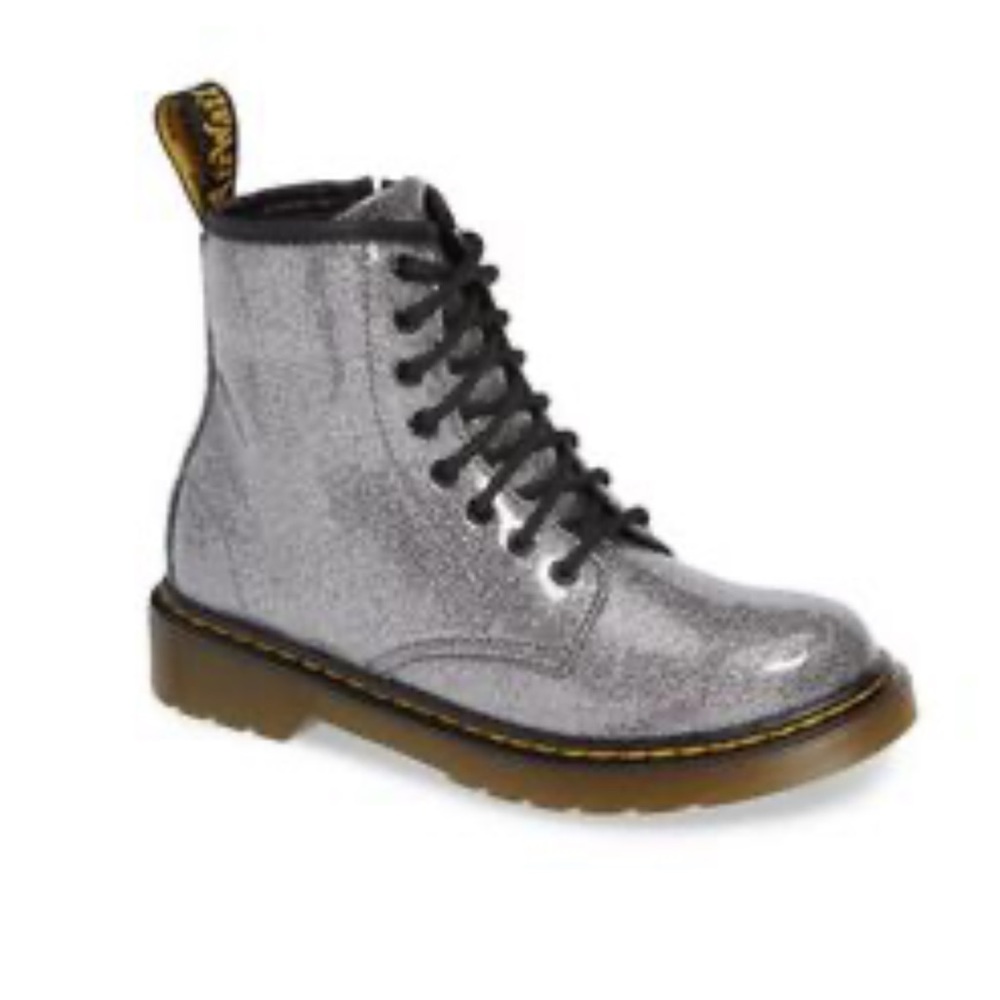 Dr. Marten Doc Junior 1460 Silver Grey Glitter Lace Up Boots 🪩 Docs Big Kid